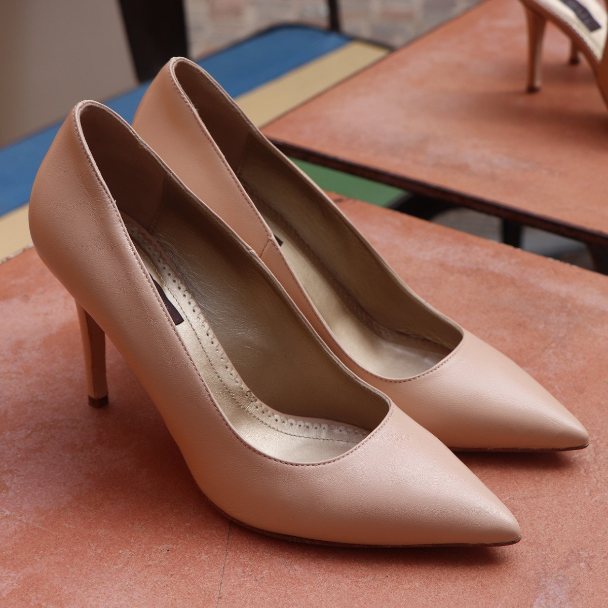 Paoul Maddalena Ladies Powder Nappa Leather Bridal and Social Dance Shoe with Stiletto Heel and Hard Leather Sole