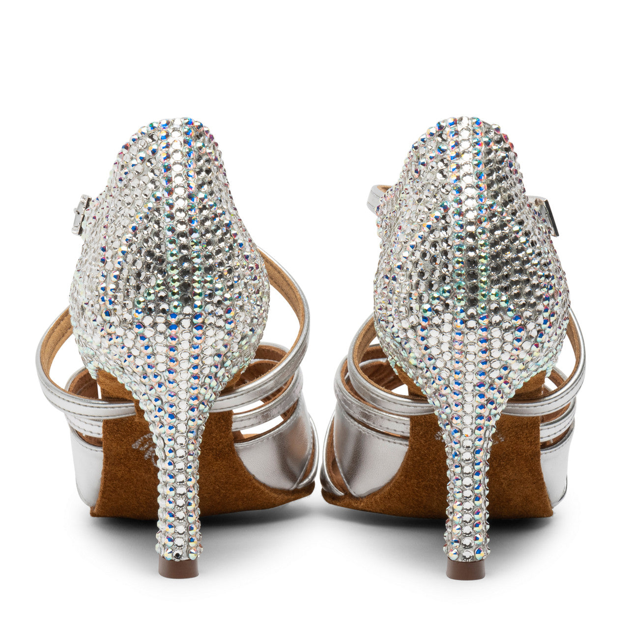 International Dance Shoes IDS Silver Mia by Lauren Latin Shoe Covered in Preciosa Crystals