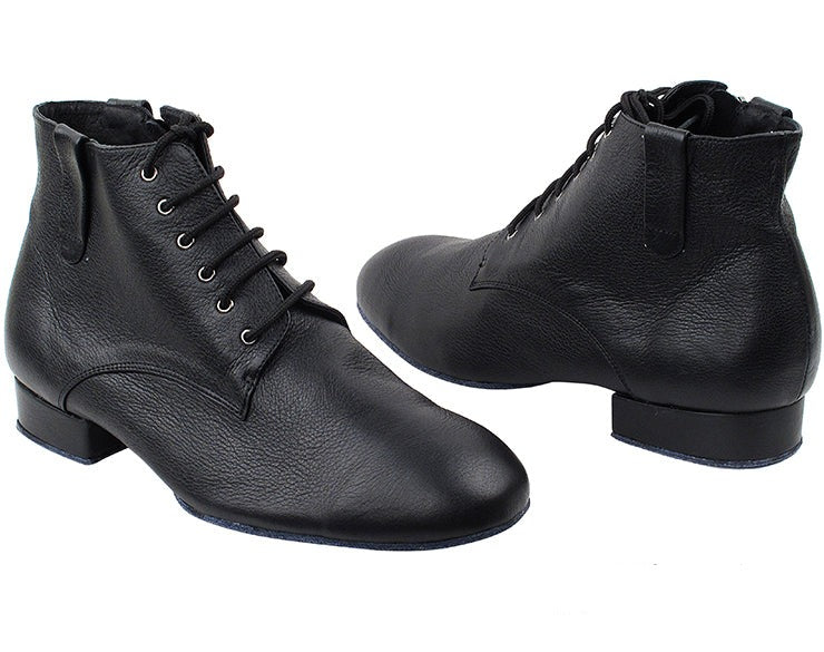 Very Fine Men's Dark Tan or Black Leather Ballroom Dance Shoes with High Top Ankle 9001_SALE