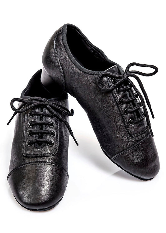 Grand Prix Riccardo Men's Latin Shoes in Black Leather or Black Nubuck and Black Leather