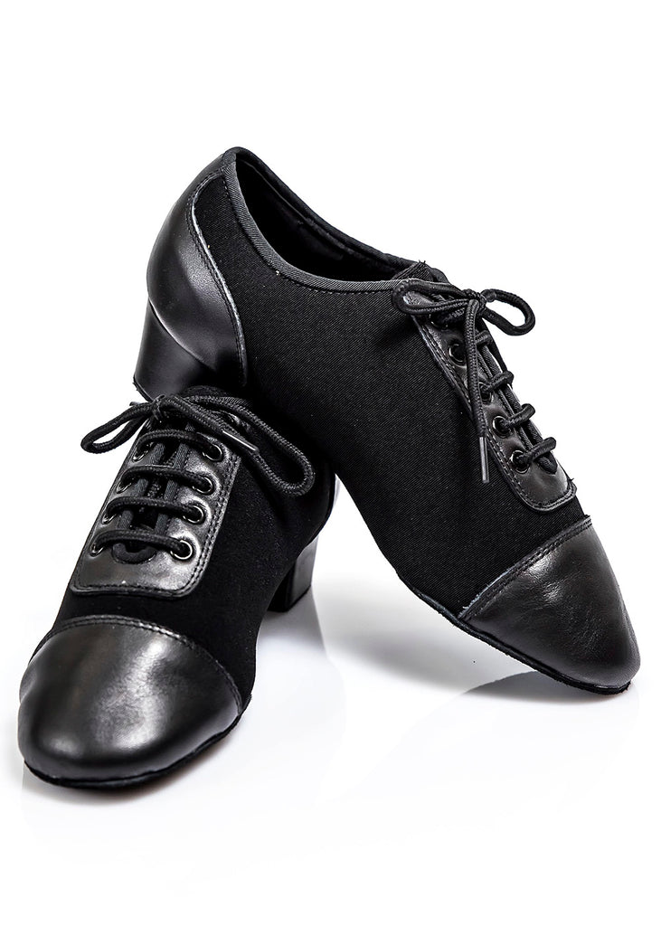 Grand Prix Riccardo Men's Latin Shoes in Black Leather or Black Nubuck and Black Leather