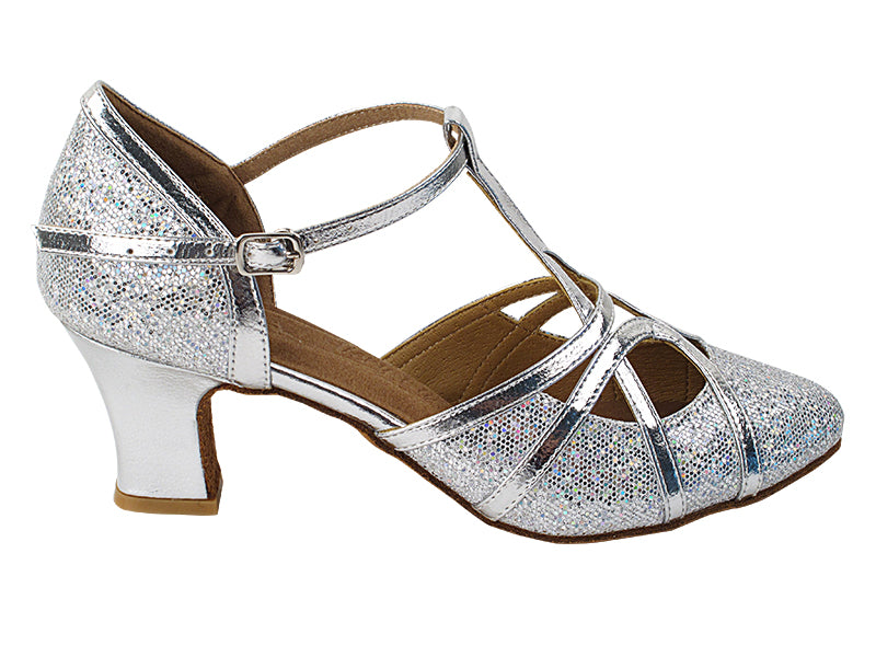 Very Fine SERA3541_sale Ballroom Dance Shoe with Cuban Heel and Unique Strap Design Available in Silver