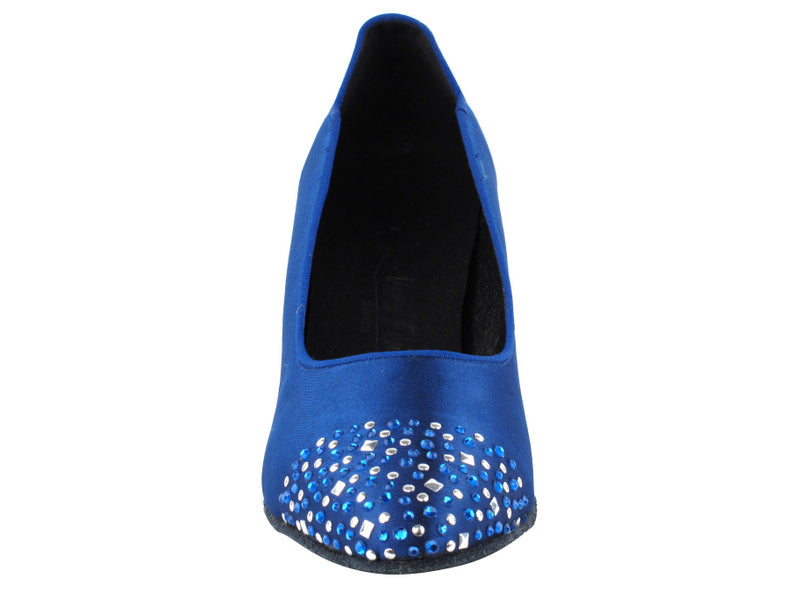 Very Fine SERA5501 Ladies Ballroom Dance Shoe with Stones on Toe and Heel Available in Purple, Flesh, and Blue Satin