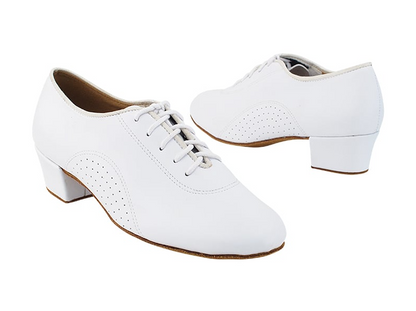 Very Fine split sole ladies practice dance shoe in white with perforated sides, lace-up closure, and a low heel for comfort and flexibility.