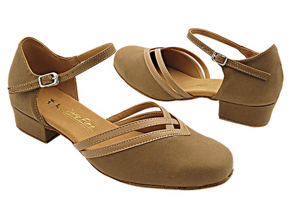 Very Fine Ladies Practice Dance Shoe 8881 in stock, featuring a tan suede finish, low heel, and ankle strap for secure fit and comfort.