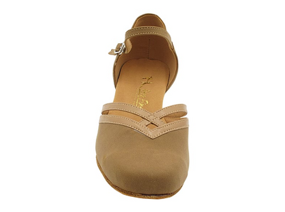 Front view of Very Fine Ladies Practice Dance Shoe 8881, highlighting the stylish crisscross strap design and soft suede material.