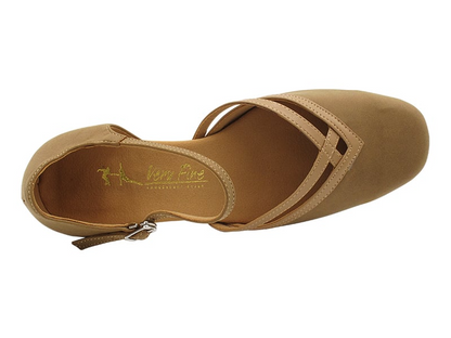 Top-down view of Very Fine Ladies Practice Dance Shoe 8881, highlighting the cushioned insole, crisscross straps, and soft suede finish.