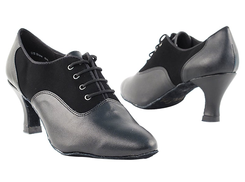 Very Fine Black Nubuck and Black Leather Ladies Practice Dance Shoe 1688 In Stock