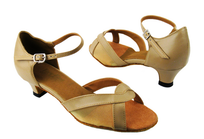 Nude satin Very Fine Ladies Dance Shoes 1675 with suede sole and cushioned insole. Designed for comfort and flexibility with quick-release buckle.