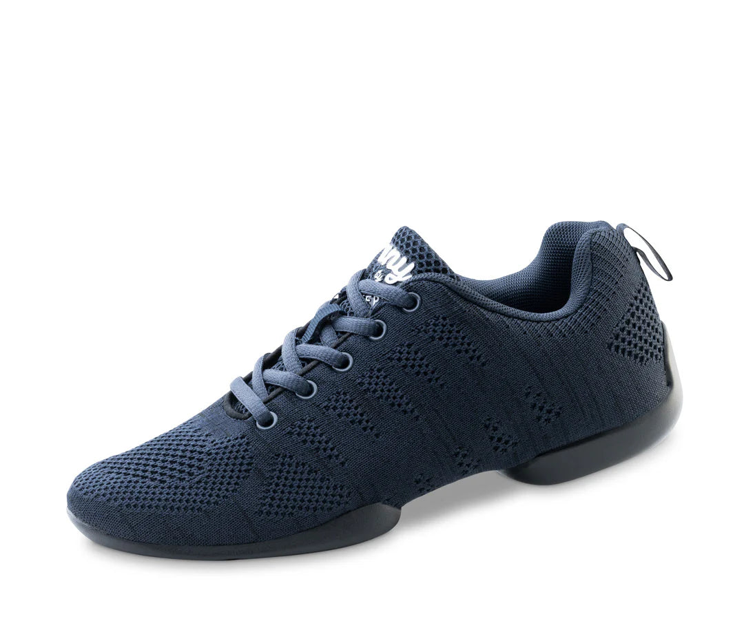 Werner Kern 130_Sale Ladies Practice Dance Sneakers in Blue Knit with Split-Soles