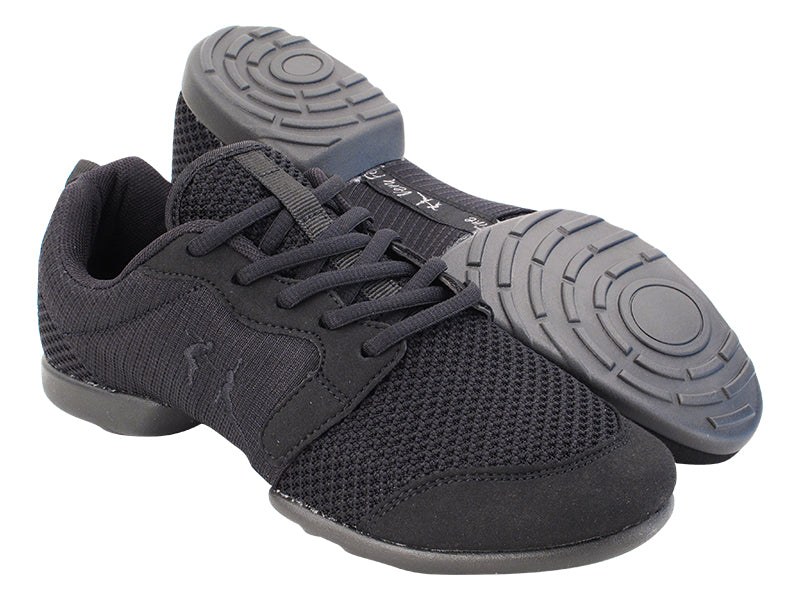 Very Fine VFSN024 Unisex Split Sole Lightweight Black Mesh Practice Dance Shoe Sneaker