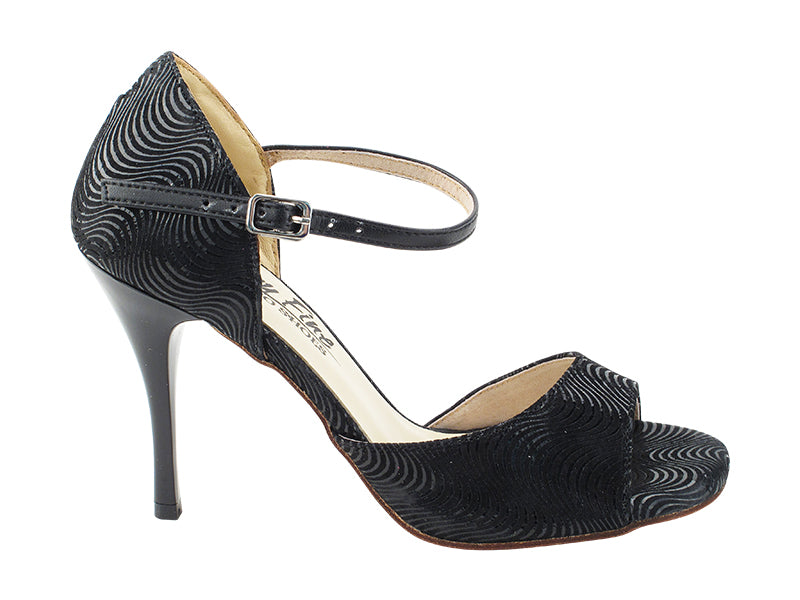 Very Fine VFTango 001 Black Wave Ladies Tango Shoes with Single Strap
