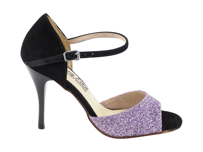 Very Fine VFTango 001 Lavender Stardust & Black Suede Ladies Tango Shoes with Single Strap