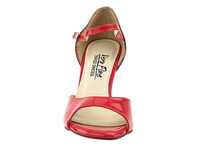 Very Fine VFTango 001 Red Patent & Red Snake Ladies Tango Shoes with Single Strap