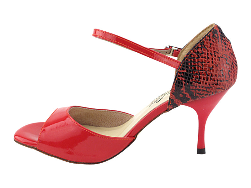 Very Fine VFTango 001 Red Patent & Red Snake Ladies Tango Shoes with Single Strap