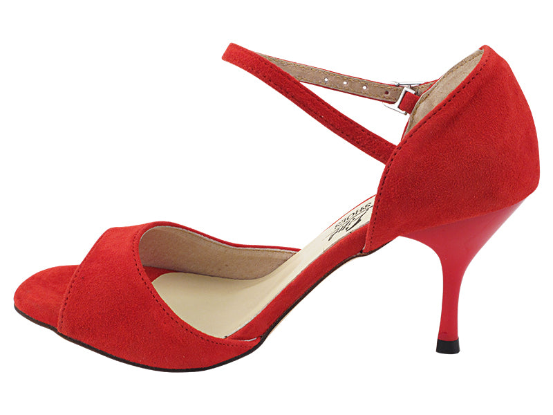 Very Fine VFTango 001 Red Suede Ladies Tango Shoes with Single Strap