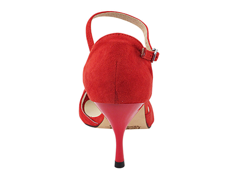 Very Fine VFTango 001 Red Suede Ladies Tango Shoes with Single Strap