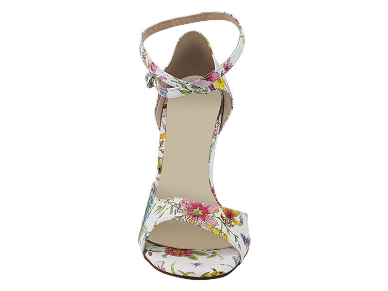 Very Fine VFTango 004 Spring Flower Leather Ladies Tango Shoes with Wrap-Around Ankle Strap