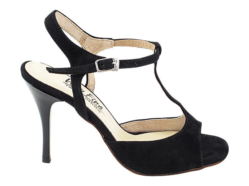 Very Fine VFTango 007 Black Suede Ladies Tango Shoes with T-Strap