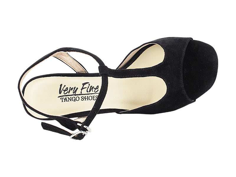 Very Fine VFTango 007 Black Suede Ladies Tango Shoes with T-Strap