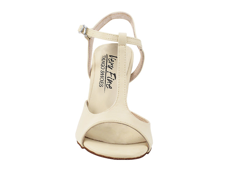 Very Fine VFTango 007 Light Beige Leather Ladies Tango Shoes with T-Strap
