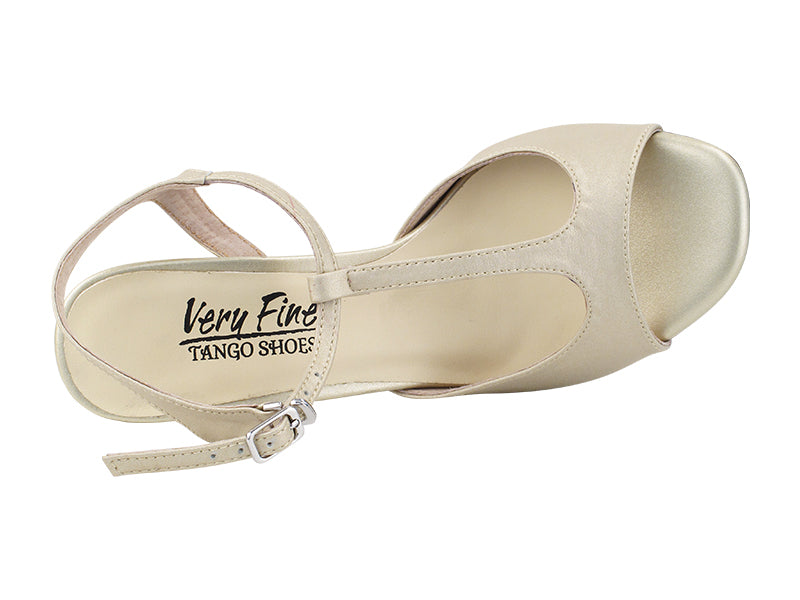 Very Fine VFTango 007 Light Gold Leather Ladies Tango Shoes with T-Strap