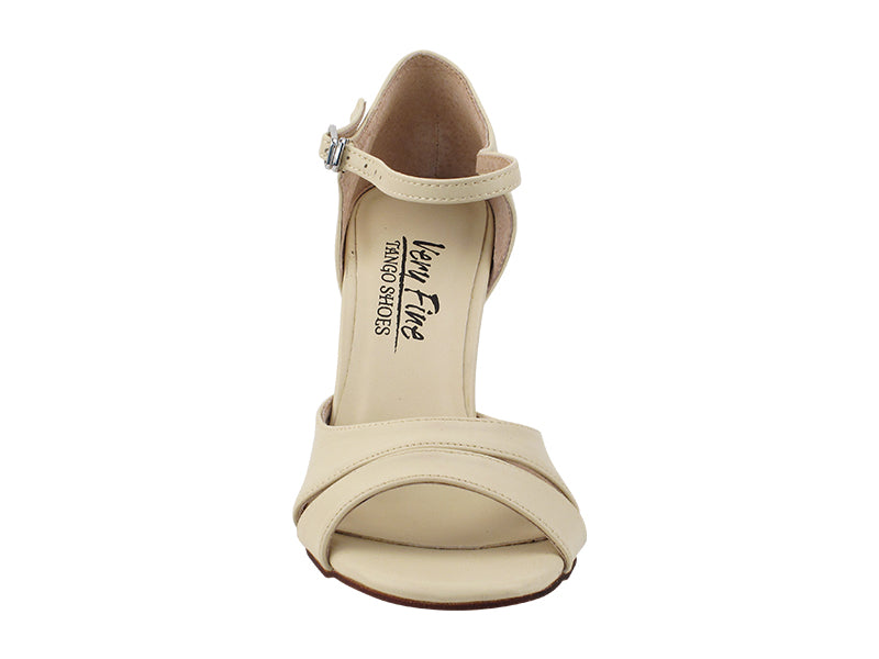 Very Fine VFTango 008 Light Beige Leather Ladies Tango Shoes with Single Ankle Strap