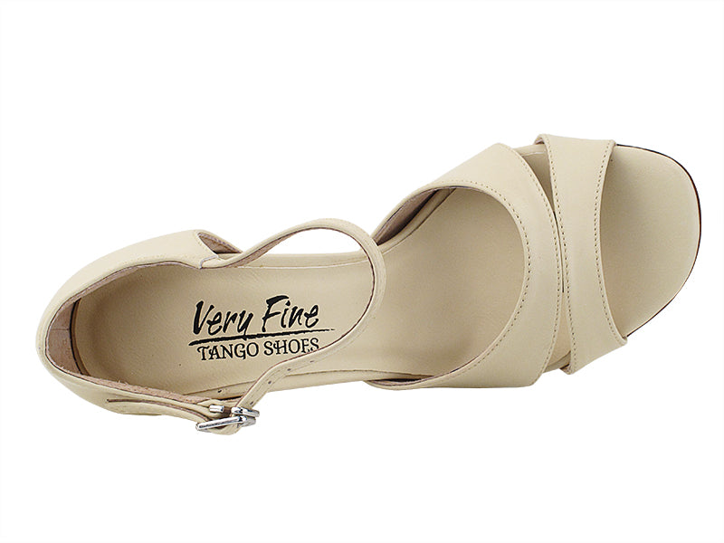 Very Fine VFTango 008 Light Beige Leather Ladies Tango Shoes with Single Ankle Strap