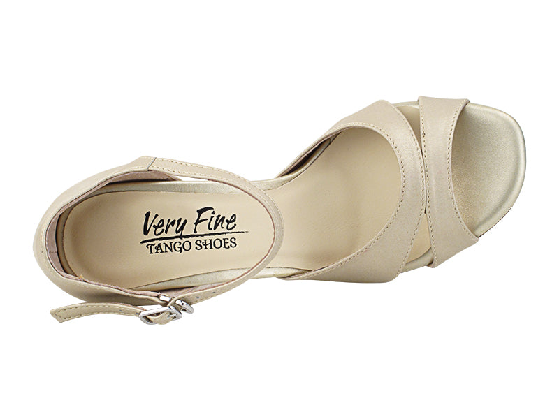 Very Fine VFTango 008 Light Gold Leather Ladies Tango Shoes with Single Ankle Strap