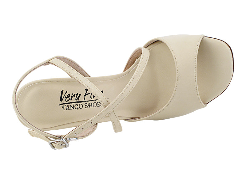 Very Fine VFTango 009 Light Beige Leather Ladies Tango Shoes with Criss Cross Ankle Strap