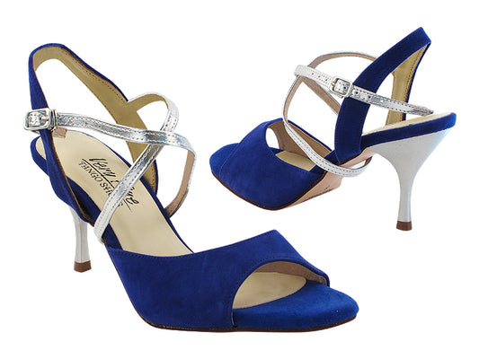Very Fine VFTango 009 Navy Blue Suede Ladies Tango Shoes with Criss Cross Ankle Straps