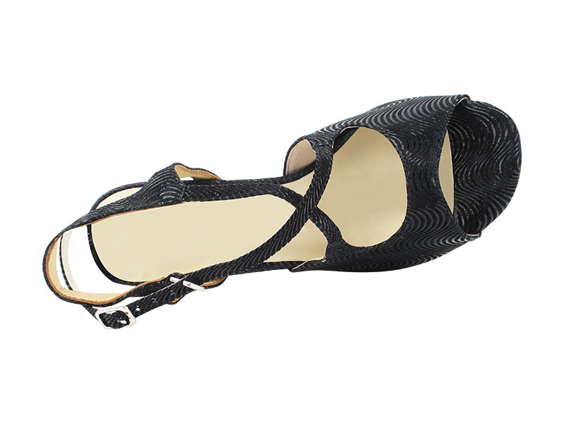 Very Fine VFTango 021 Black Wave Ladies Tango Shoes with Criss Cross Straps