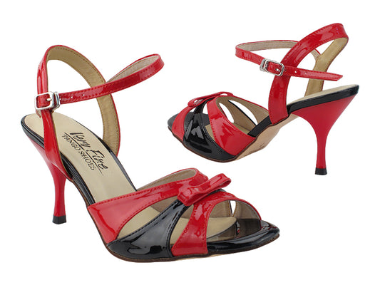 Very Fine VFTango 023 Black & Red Patnet Ladies Tango Shoes with Single Ankle Strap