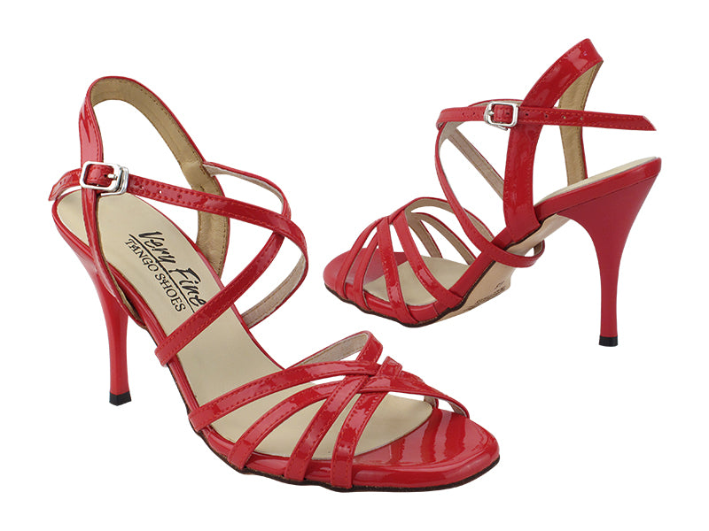 Very Fine VFTango 024 Red Patent Ladies Tango Shoes with Criss Cross Ankle Straps