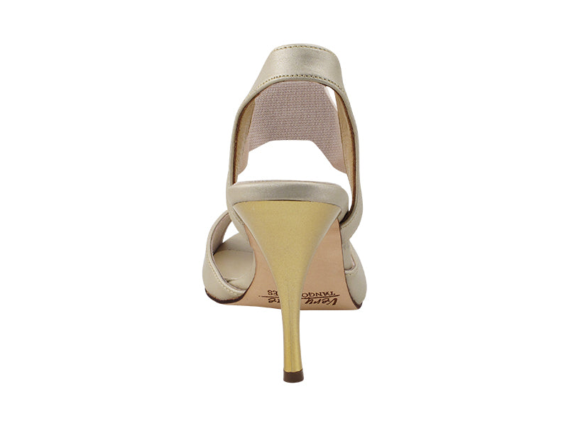 Very Fine VFTango 027 Light Gold Leather Ladies Tango Shoes with Single Ankle Strap