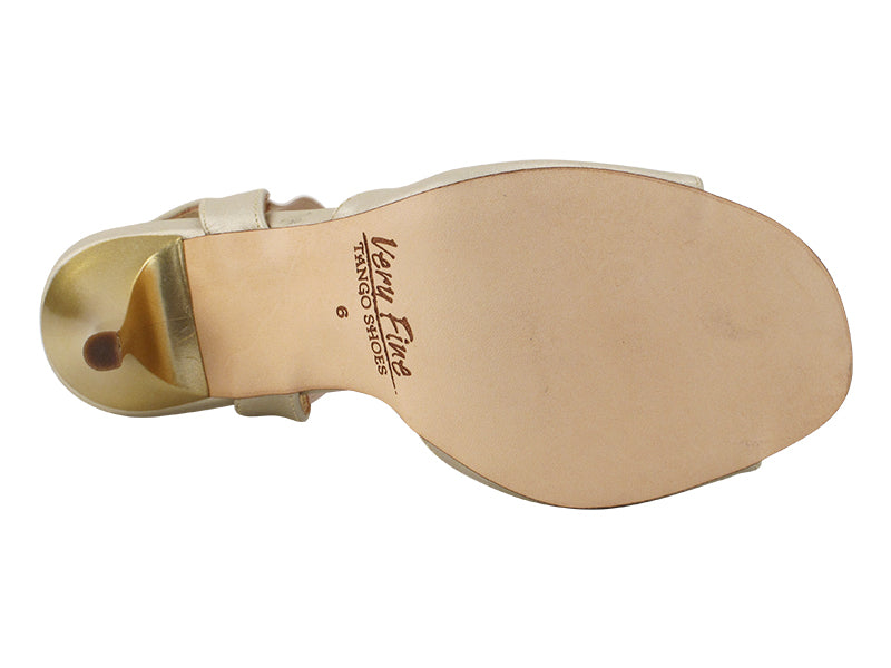 Very Fine VFTango 027 Light Gold Leather Ladies Tango Shoes with Single Ankle Strap