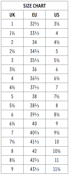 Werner Kern Shoe Size Chart