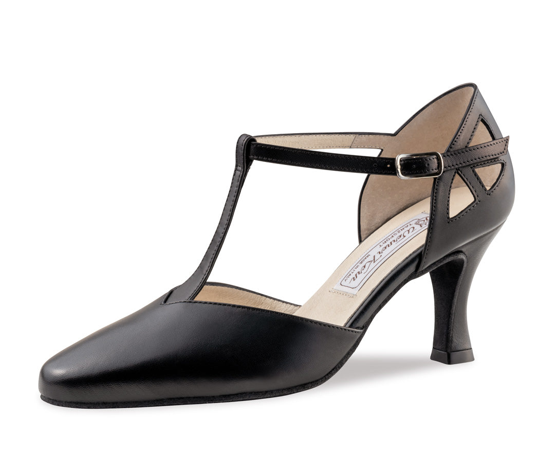 Werner Kern Andrea Ladies Ballroom Shoes in Black Nappa Leather with T-Bar Strap