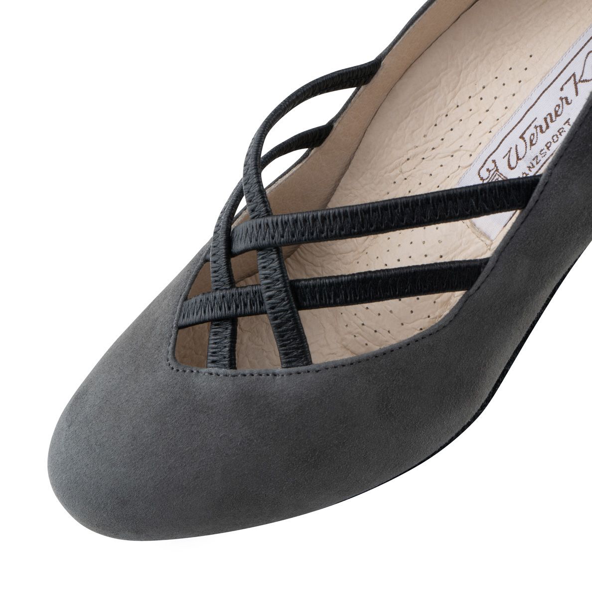 Werner Kern Anke Ladies Ballroom Shoes in Grey Suede with Criss Cross Detail Above Toebed