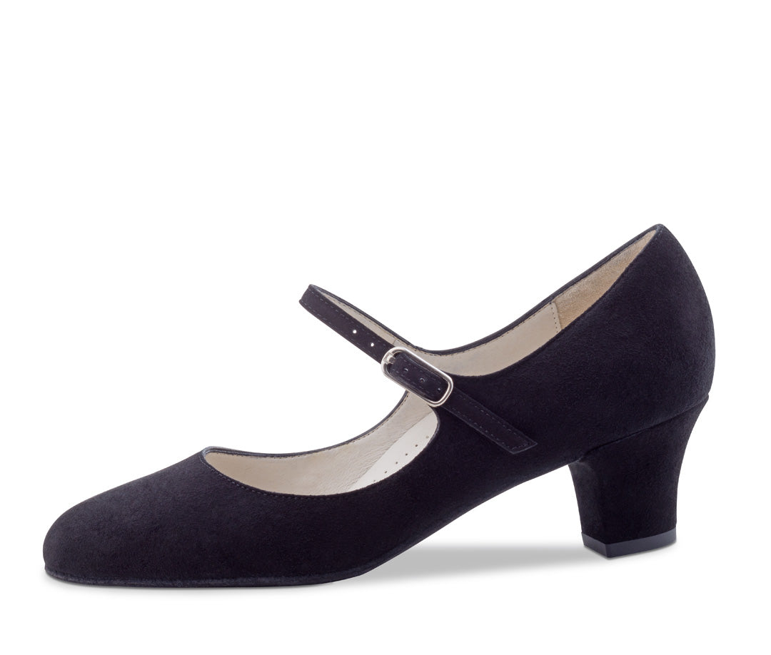 Black Suede Dance Shoe with Adjustable Strap