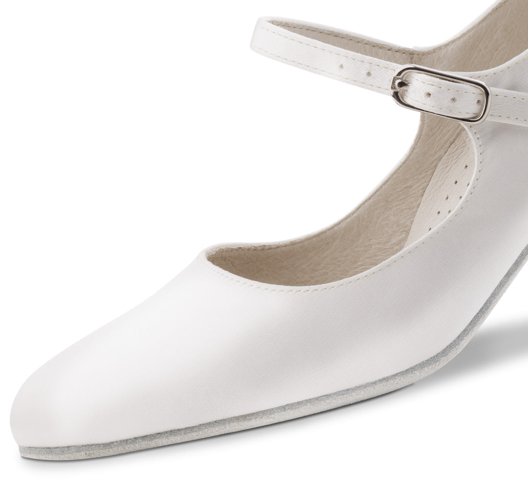 Werner Kern Ashley Ladies Ballroom Shoes in Black Suede or White Satin with Adjustable Strap