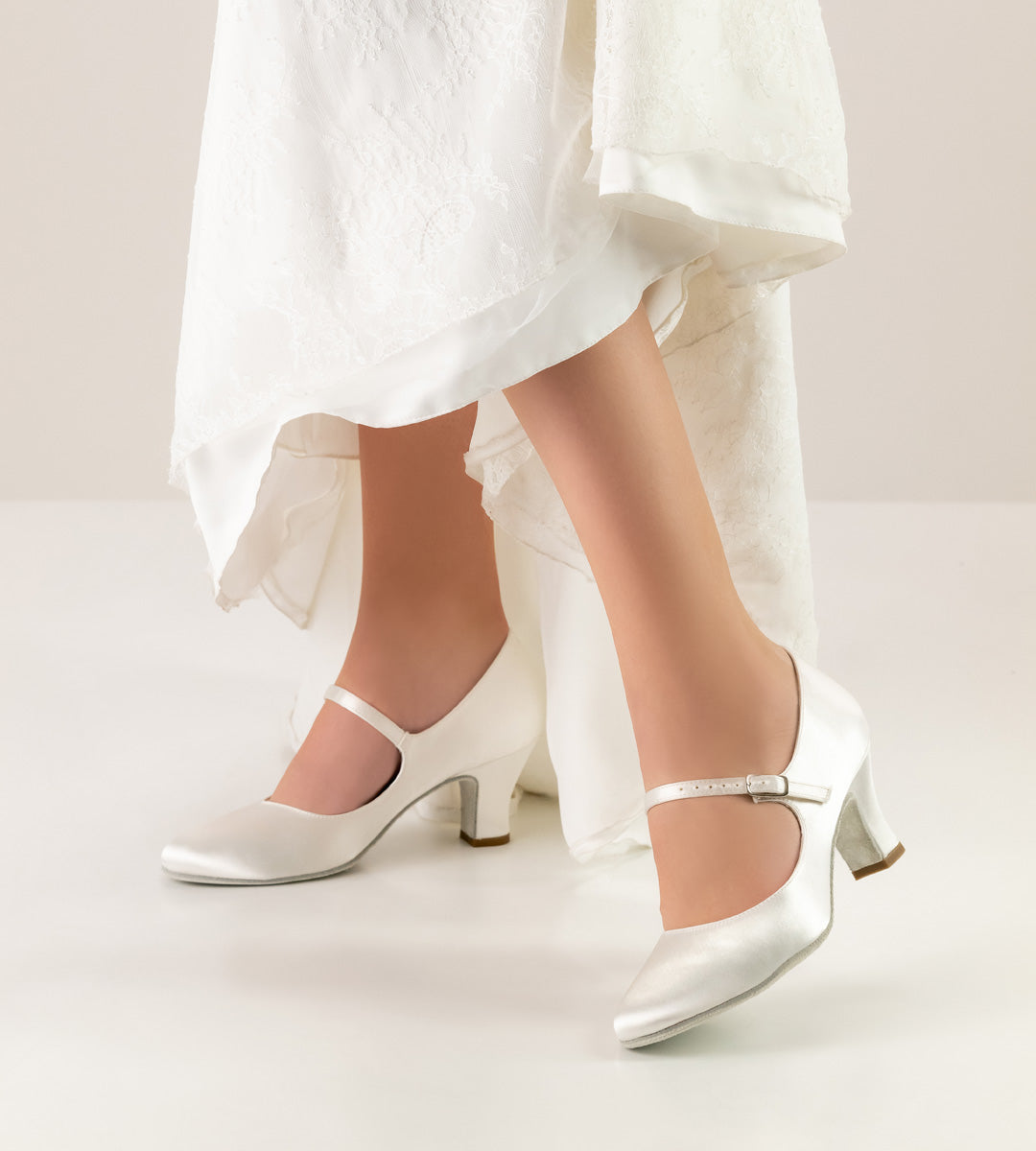 Ashley Ballroom Shoes in White Satin