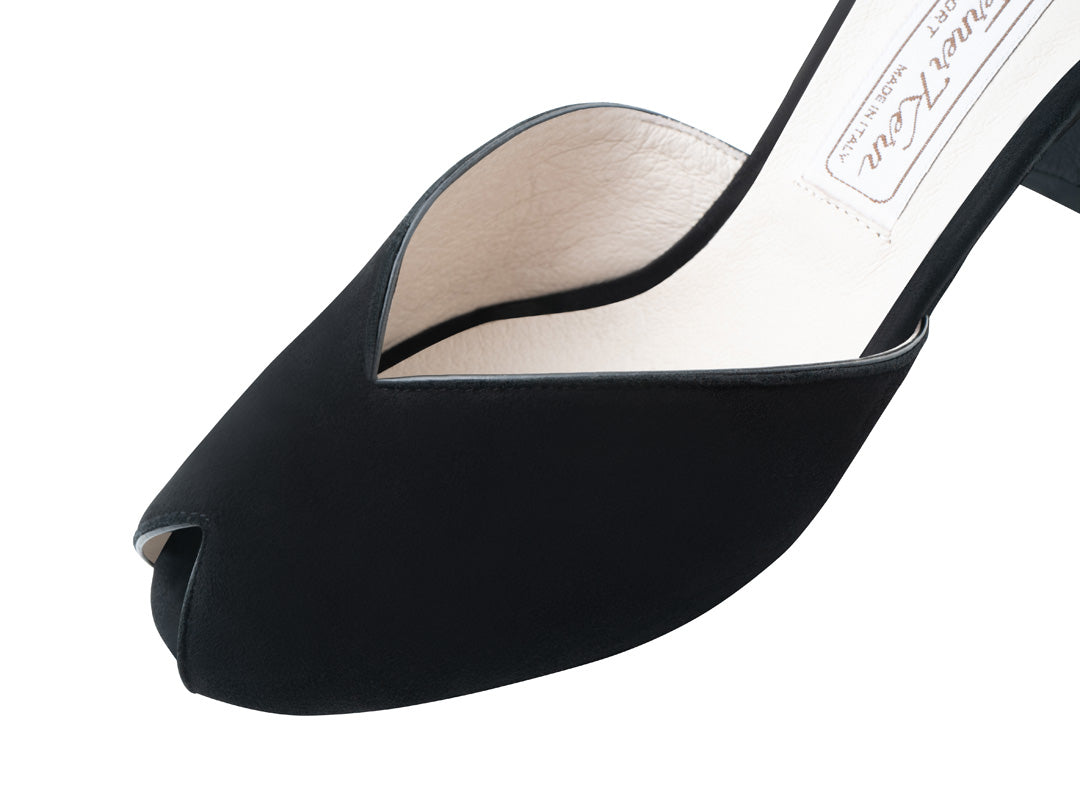 Werner Kern Asta Ladies Open Toe Black Suede Leather Latin and Ballroom Dance Shoe