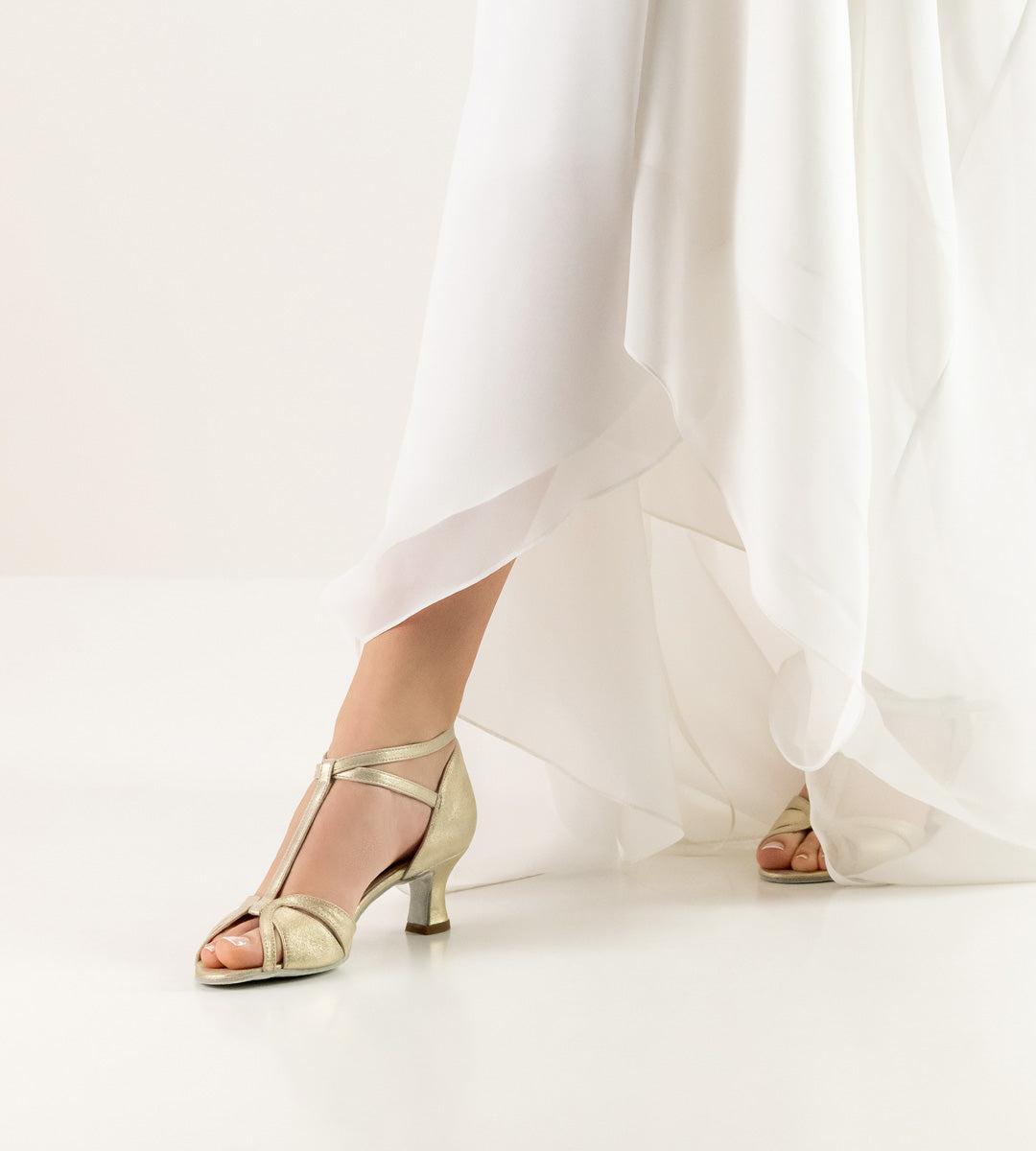 Werner Kern Astrid Open Toe Shimmering Suede Bridal and Latin Dance Shoe Available in Silver and Gold