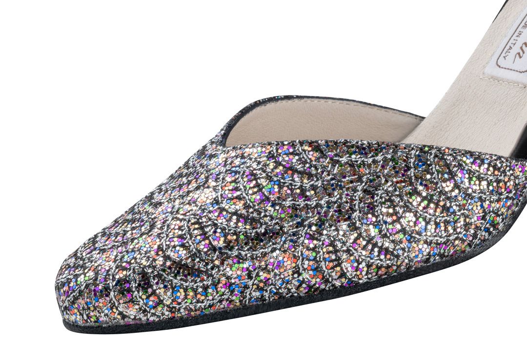 Werner Kern Betty Ladies Ballroom and Tango Shoes in Glitter Brocade with Criss Cross Ankle Straps and Multiple Colors