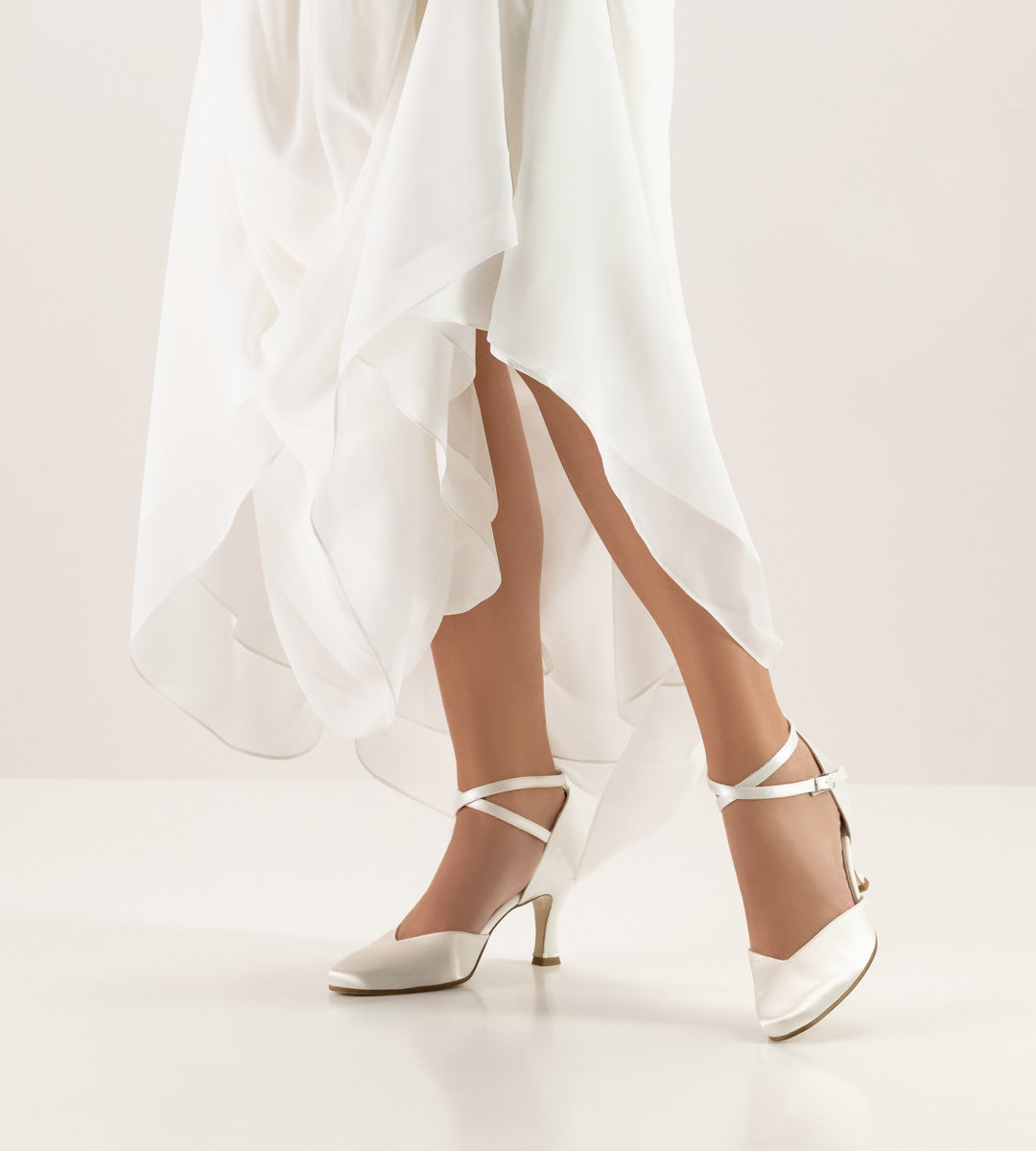 Werner Kern Betty Bridal Ballroom Shoes in White Satin with Dancing Soles or Leather Soles