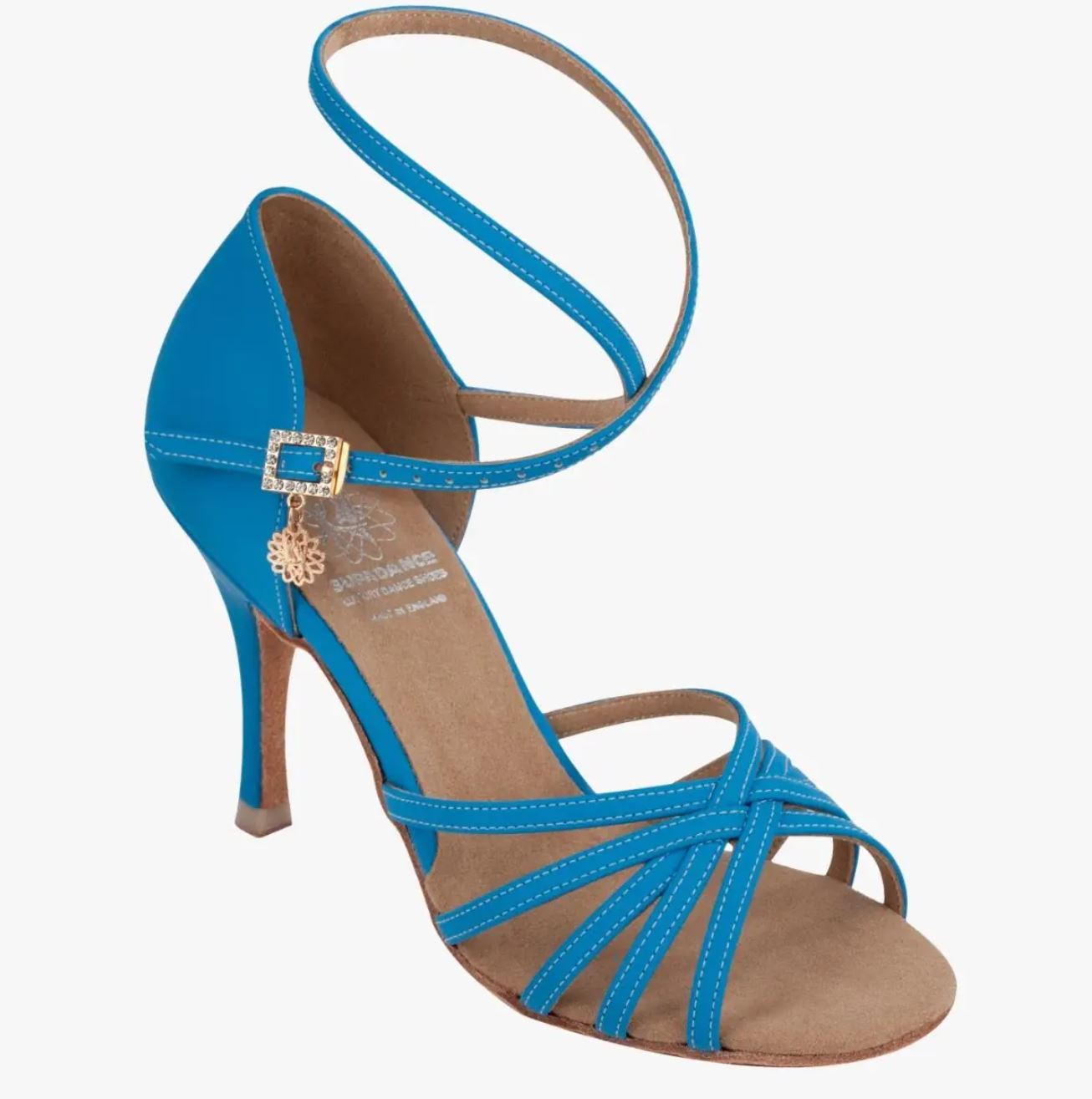 Blue Ladies Dance Shoe with Wrap Around Ankle Strap