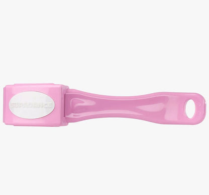 Supadance Chrome Shoe Brush in pink with an attached protective cover, ideal for maintaining and cleaning shoes efficiently.