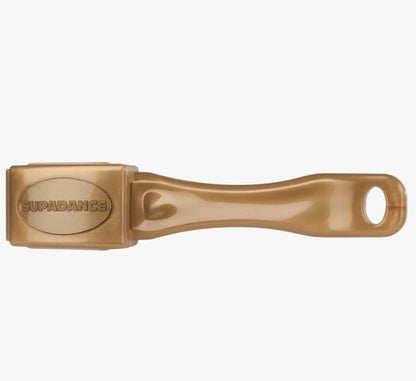 Supadance Chrome Shoe Brush in gold with an attached protective cover, designed for efficient shoe maintenance and protection.