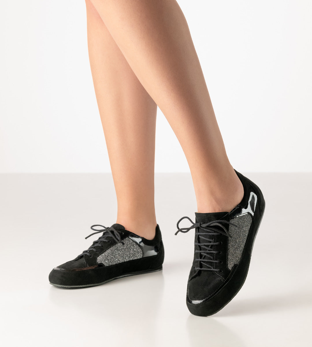 Lace-Up Ladies Dance Sneakers in Black